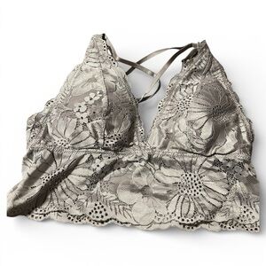 Aerie Floral Lace Bralette - Gray